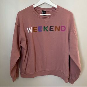 Blank Paige Sweatshirt Crewneck Weekend Graphic Pink Casual Athleisure Trendy
